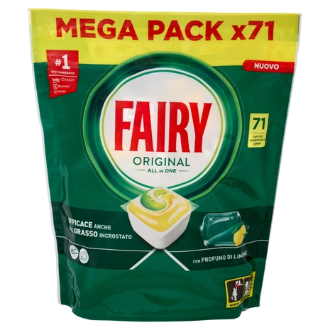 Fairy Pastiglie Lavastoviglie Original All in One, Detersivo Piatti Limone, 71 Capsule 959 g